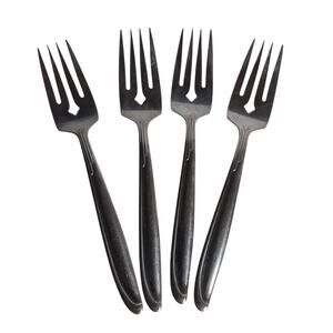 Vintage Oneida Sand Dune Pattern with Grooves Set of 4 Salad Forks Stainless